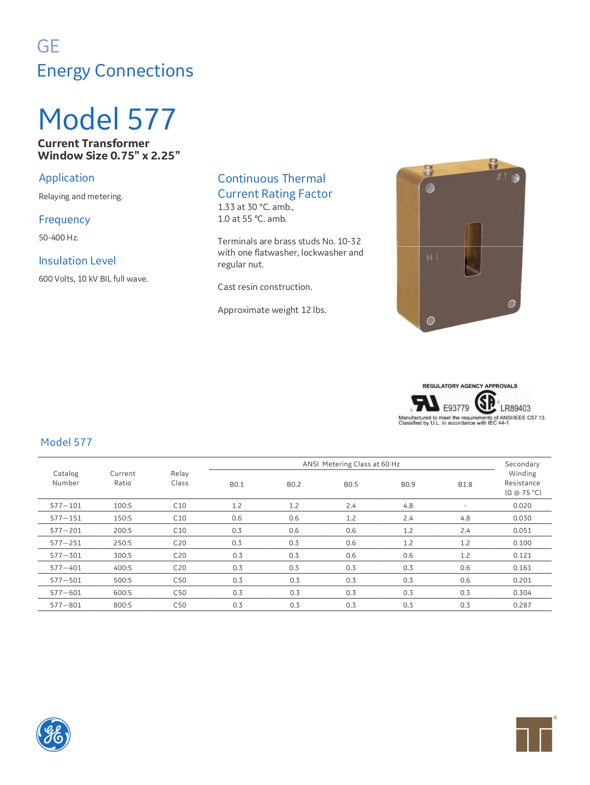 Instrument Transformer, Div of GE 577 Data Sheet