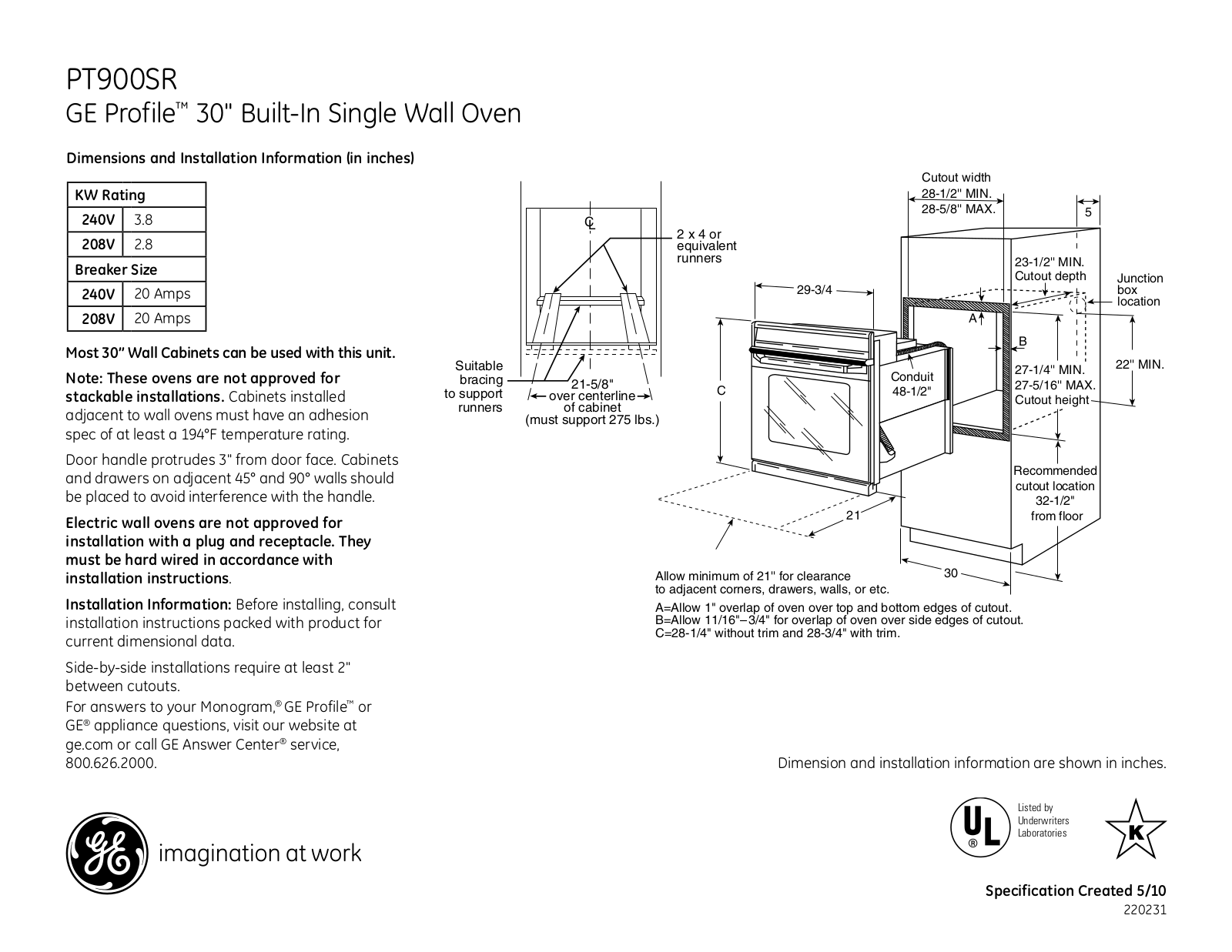 General Electric PT900SRSS User Manual