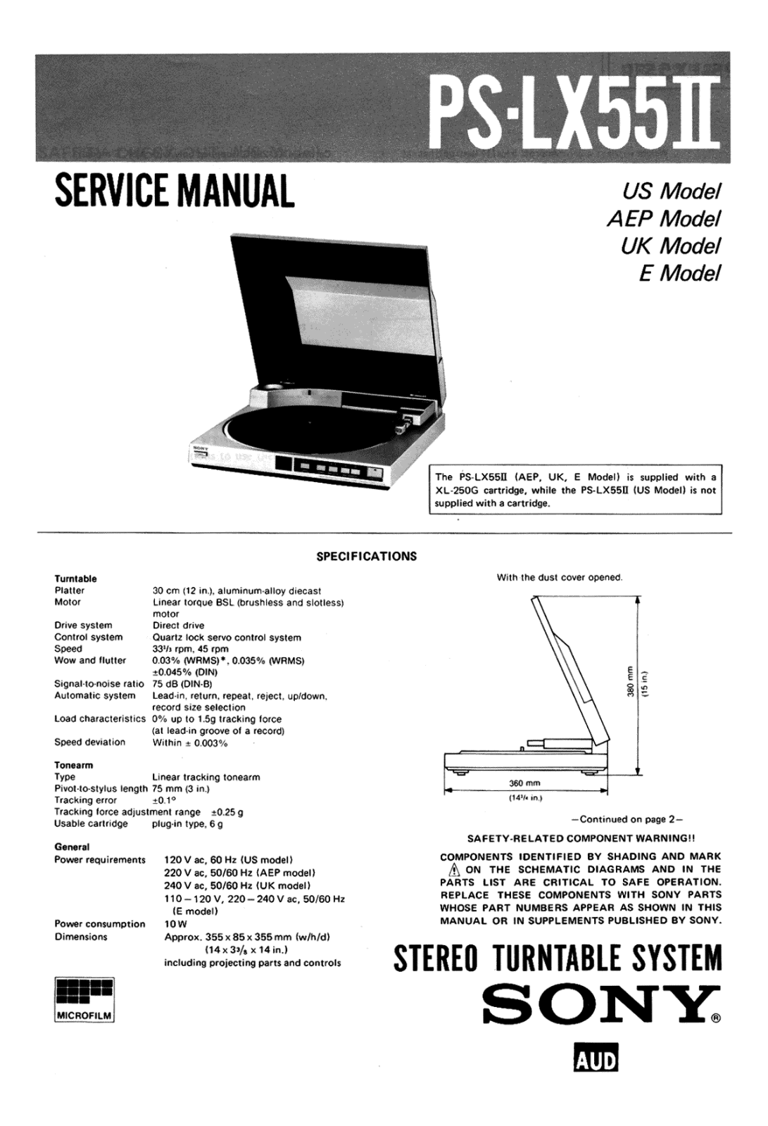 Sony PSLX-55 Mk2 Service manual