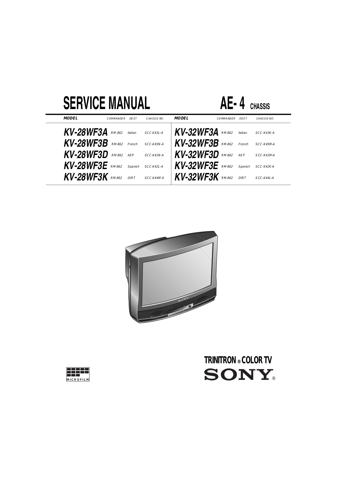 Sony KV-25X3A, KV-25X3B, KV-25X3D, KV-25X3E SERVICE MANUAL 1