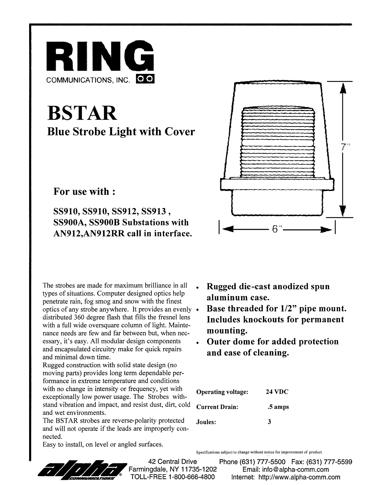 Alpha BSTAR-M Specsheet