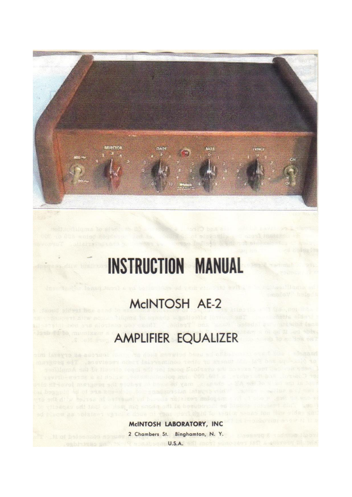 McIntosh AE-2 Owners manual