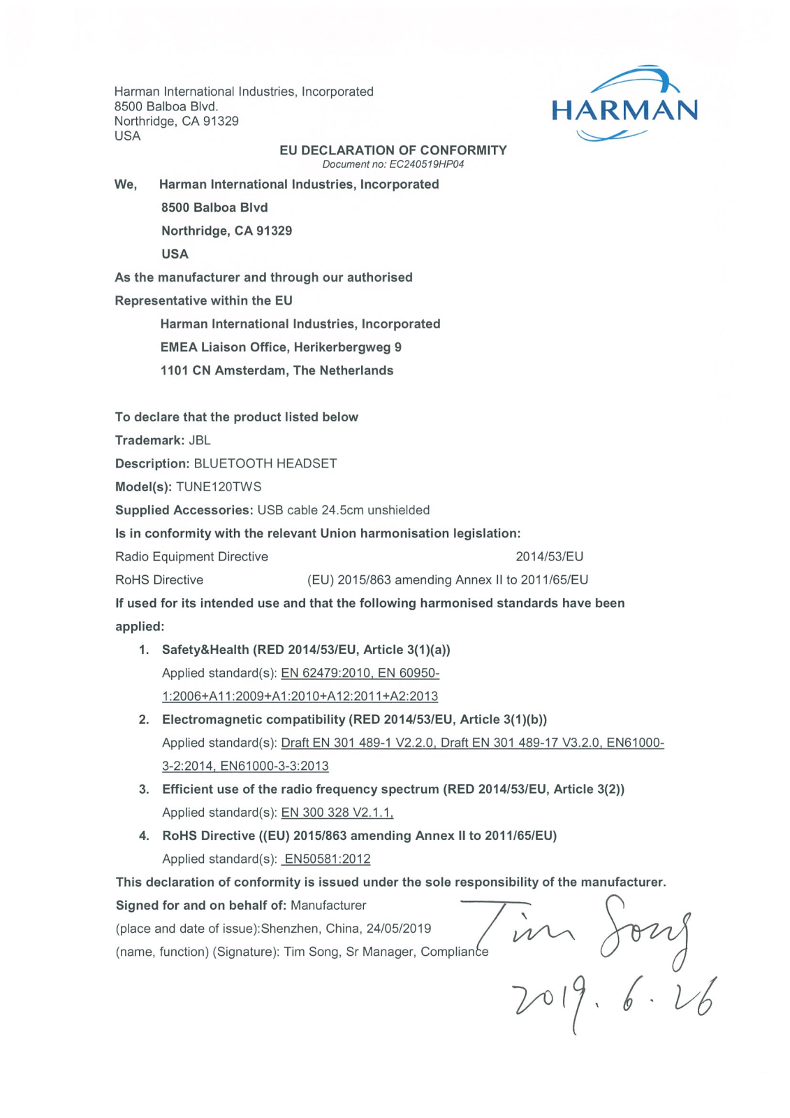 JBL Tune 120 TWS User Manual