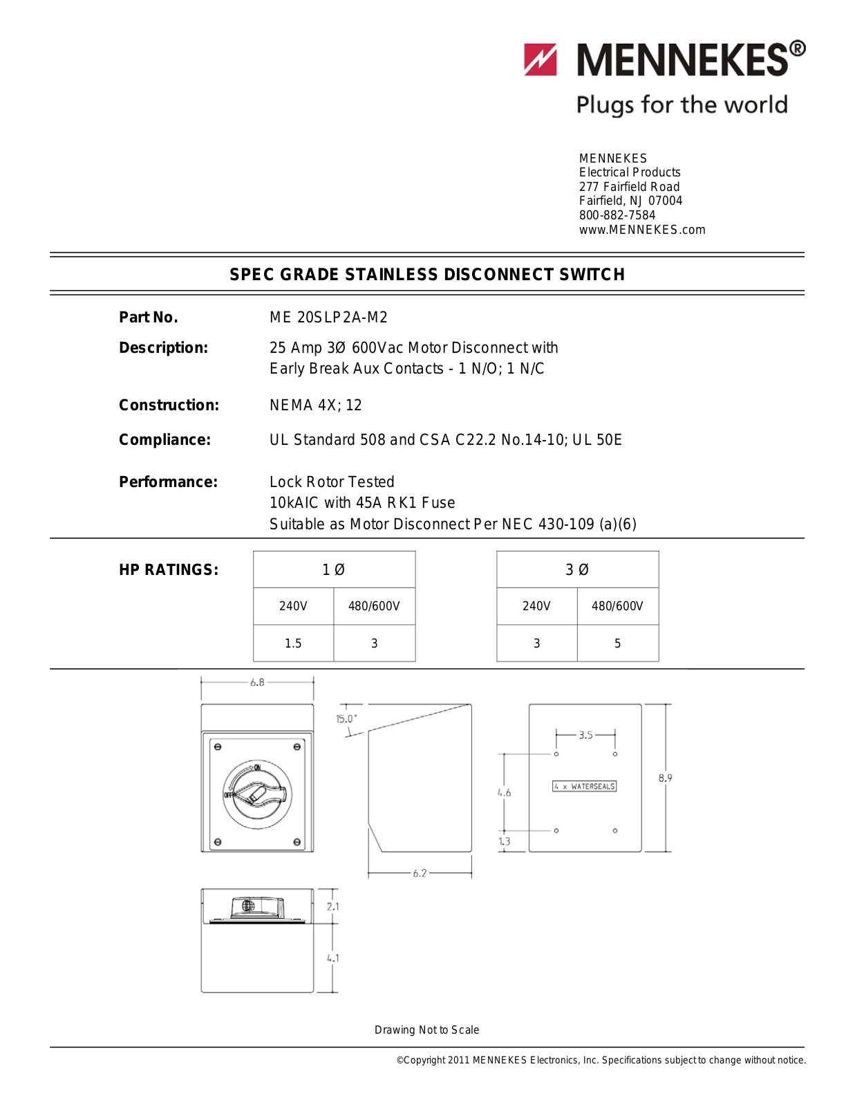 Mennekes Electrical Products ME20SLP2A-M2 Data sheet