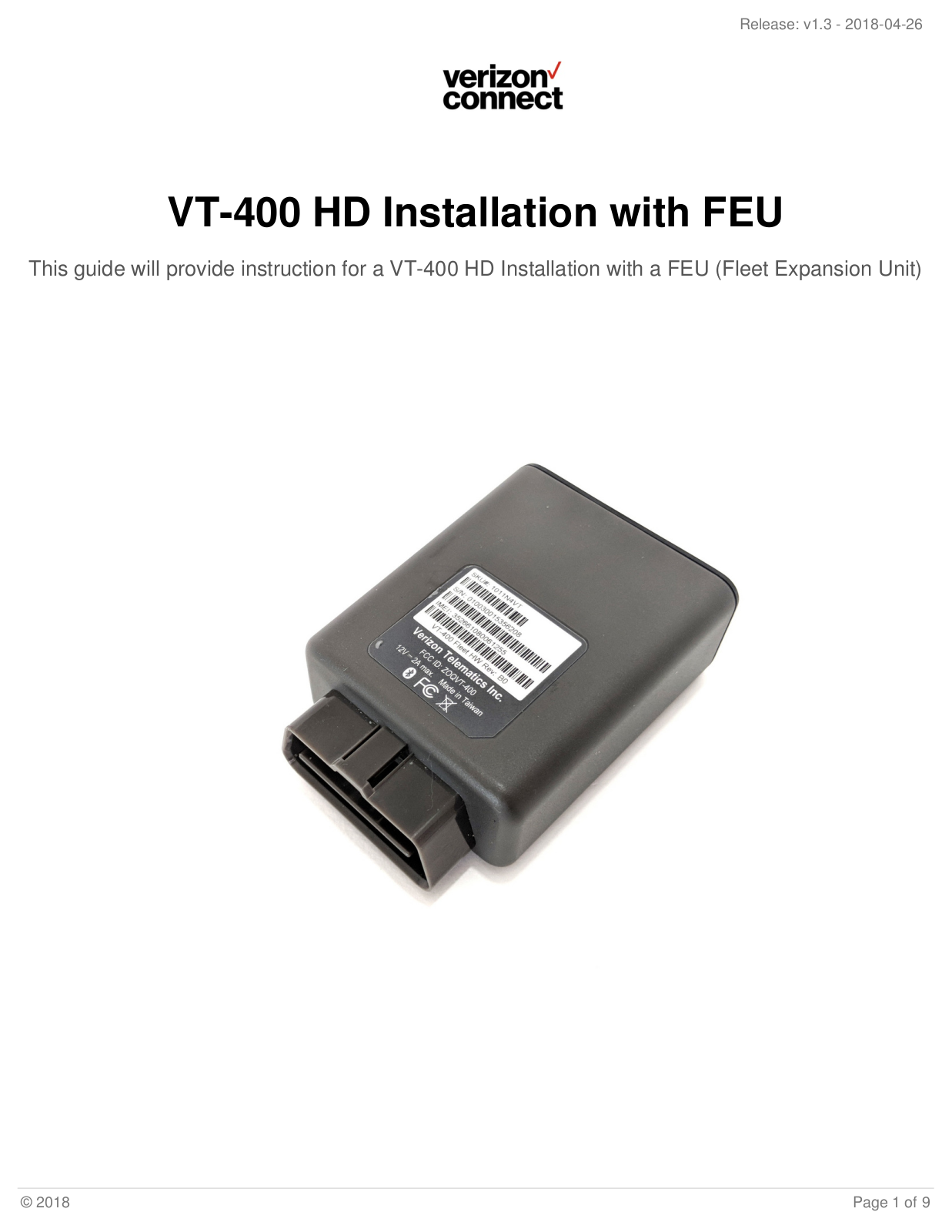 Verizon VT-400 HD User Manual