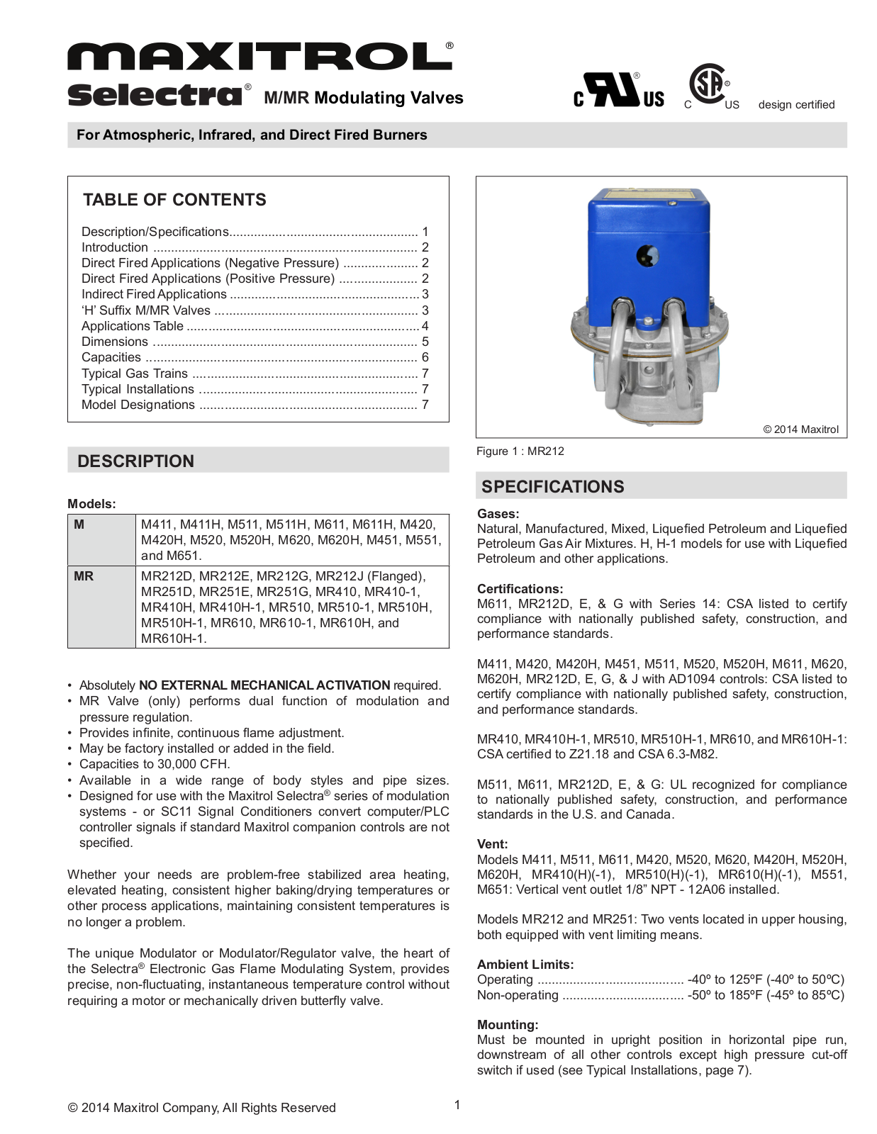 Maxitrol M511H User Manual