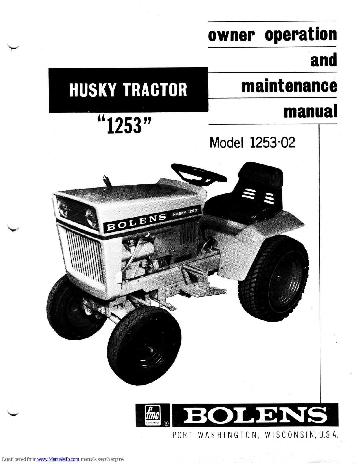 Bolens Husky 1253-02 Owner's Operation And Maintenance Manual