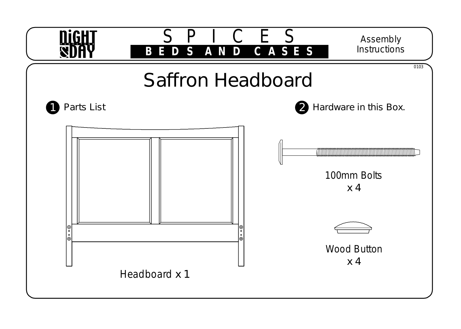 Night & Day Saffron Bed Assembly Instruction