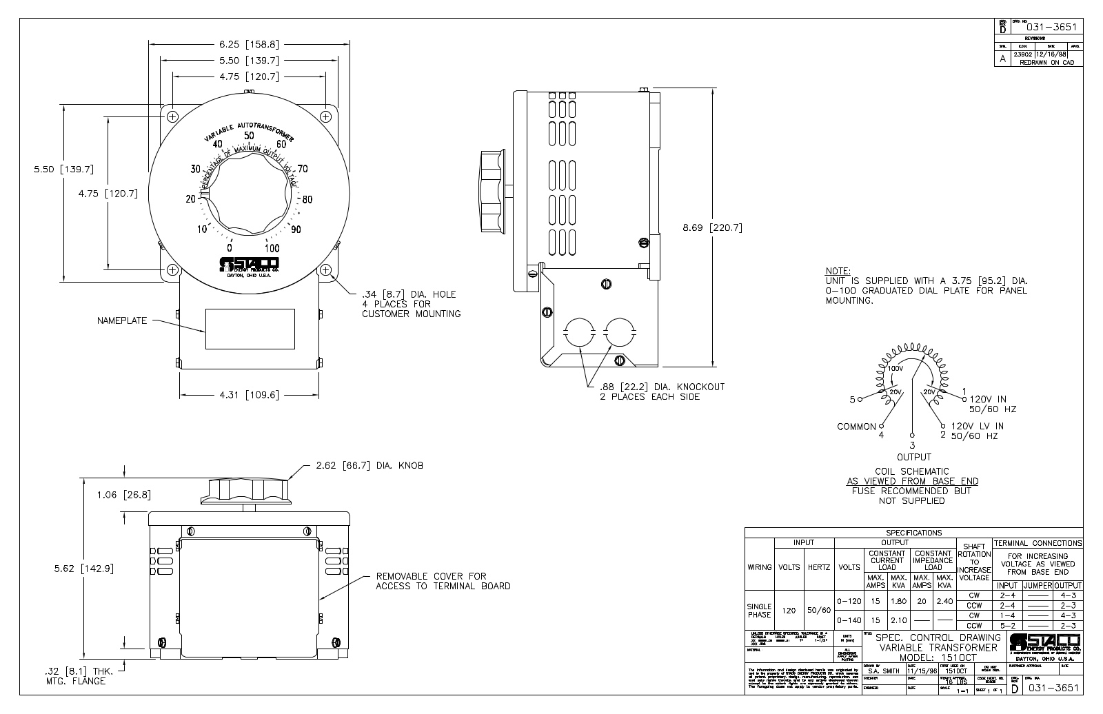 Staco Energy 1510CT Dimensional Sheet - ManualMachine.com