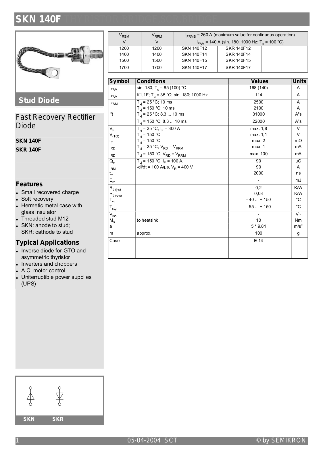 Semikron SKN140F Data Sheet