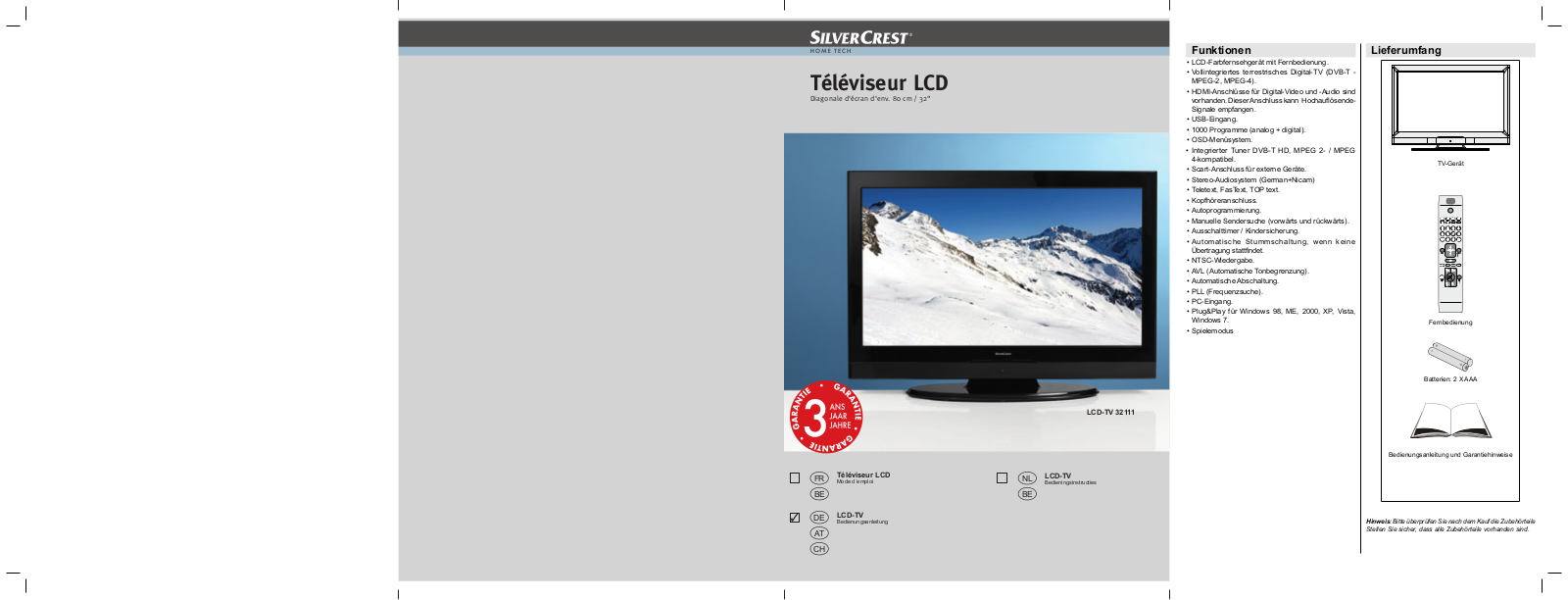 SilverCrest LCD-TV 32111 User Manual
