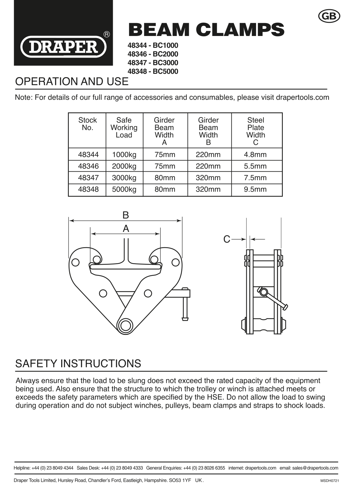 Draper Tools 48348 Instructions - ManualMachine.com