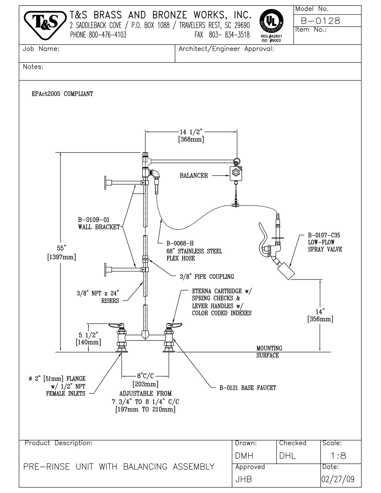 T&S Brass B-0128 User Manual