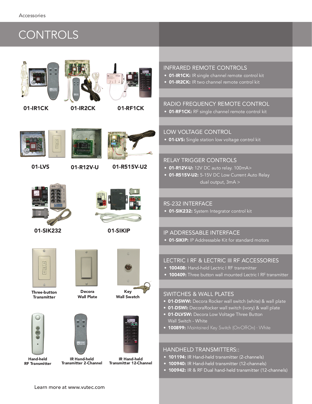 Vutec CONTROLS Product Sheet