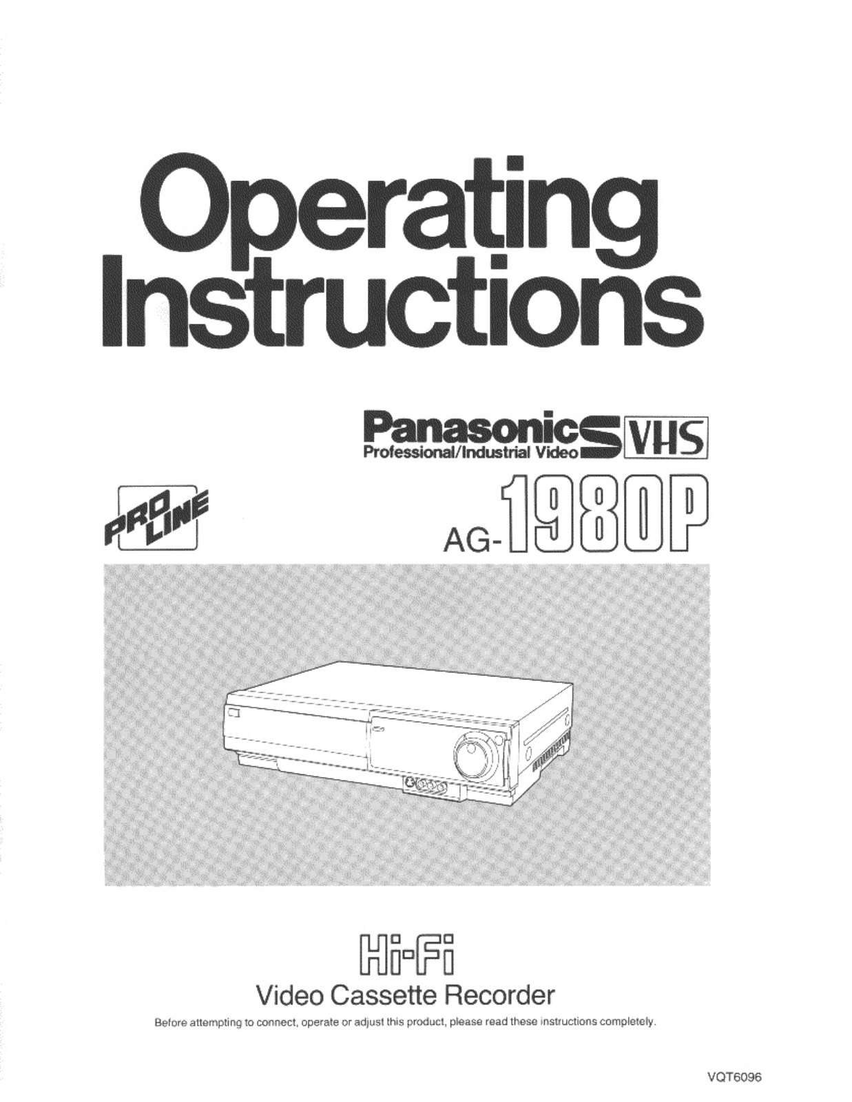 Panasonic ag1980p Operation Manual