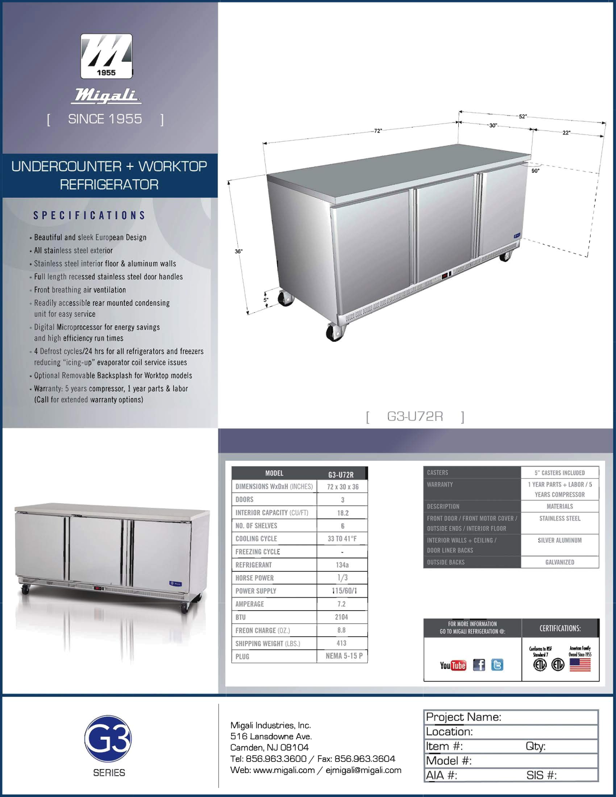 Migali G3-U72R User Manual