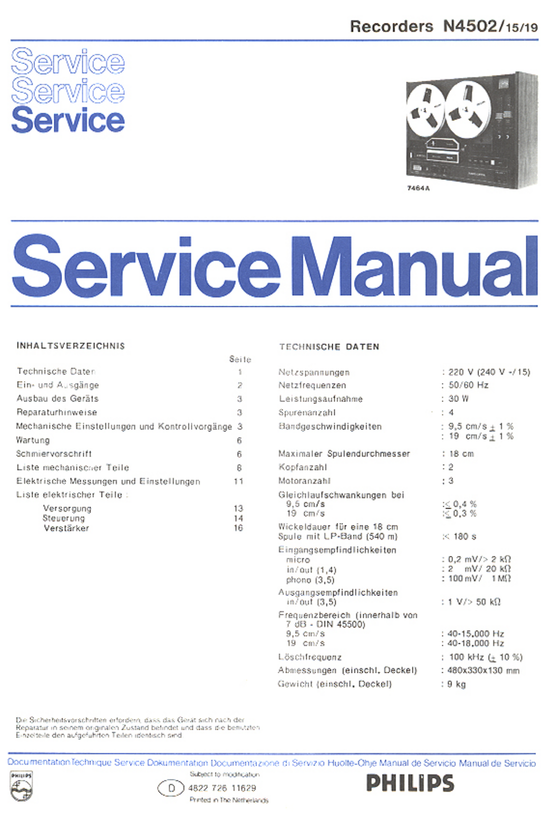 Philips N-4502 Service Manual