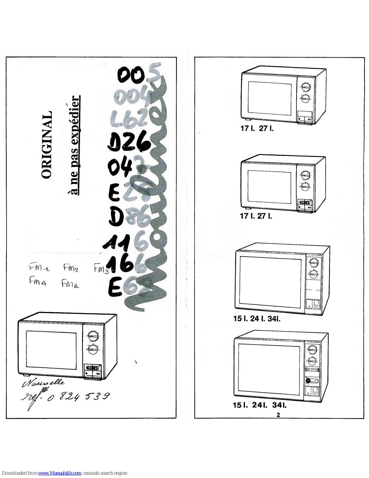 Moulinex FM1, FM2, FMB, FM3, FMA Series Manual