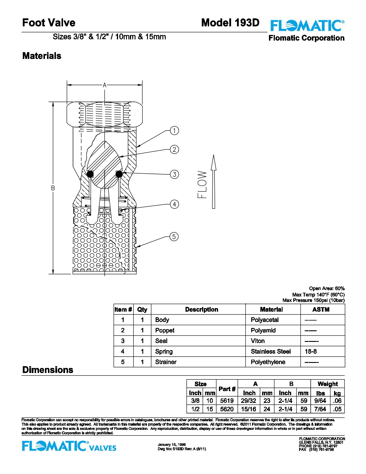 Flomatic 193D Parts List