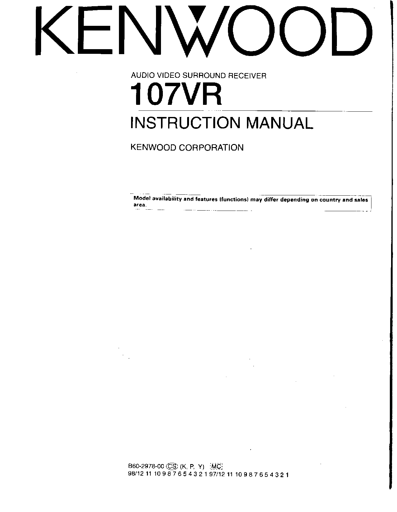 Kenwood 107VR Instruction Manual