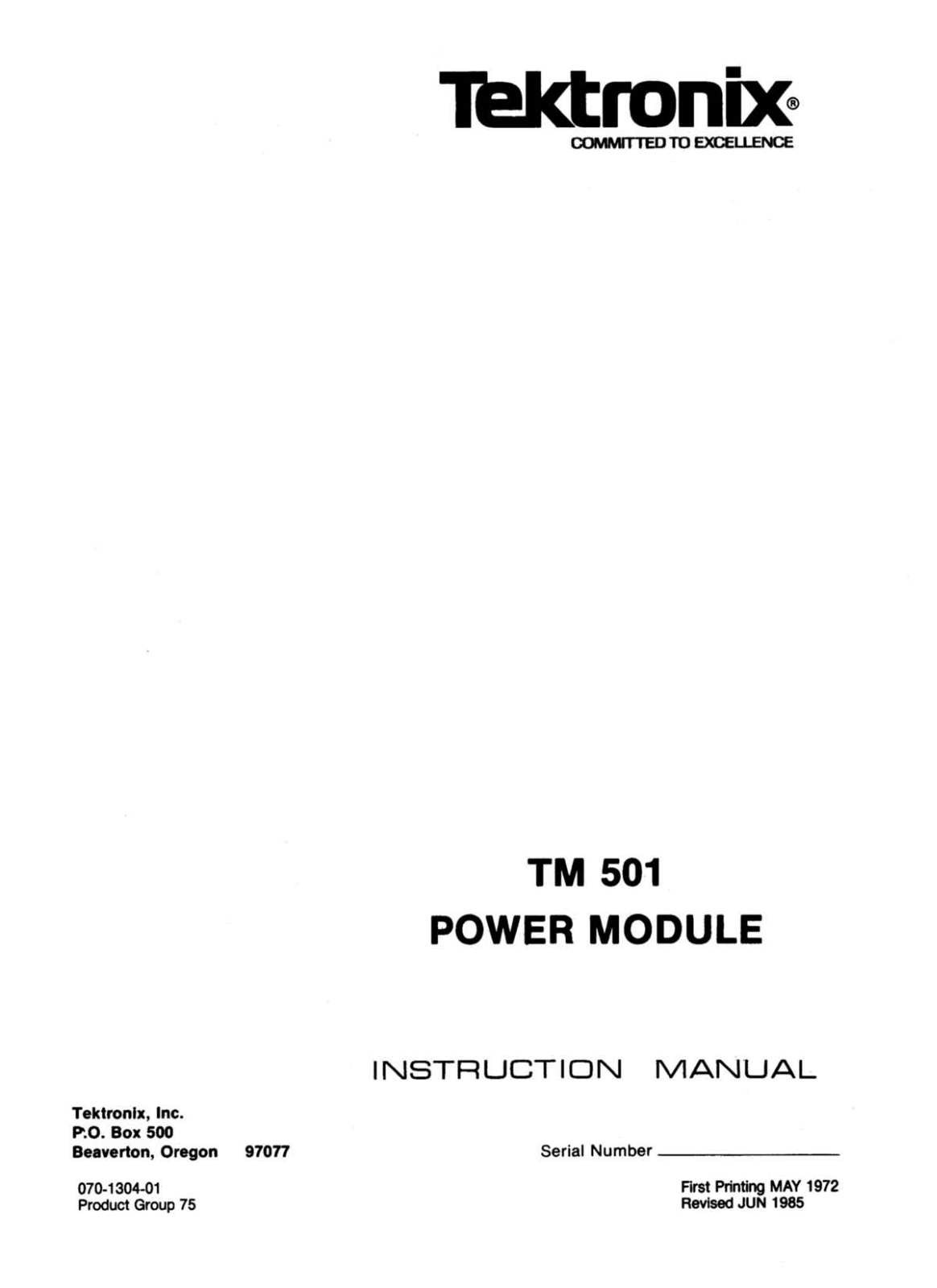 Tektronix TM501 Service manual