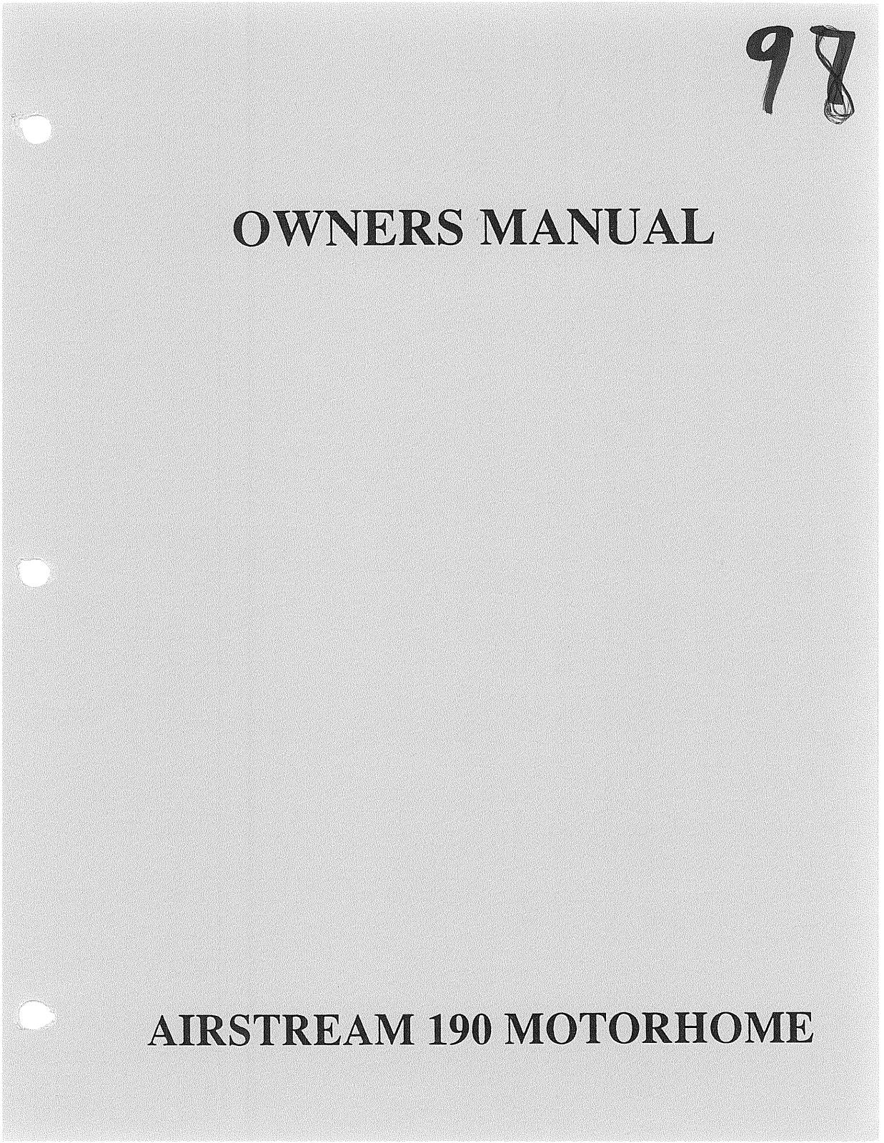 Airstream 190 1997 Owner's Manual