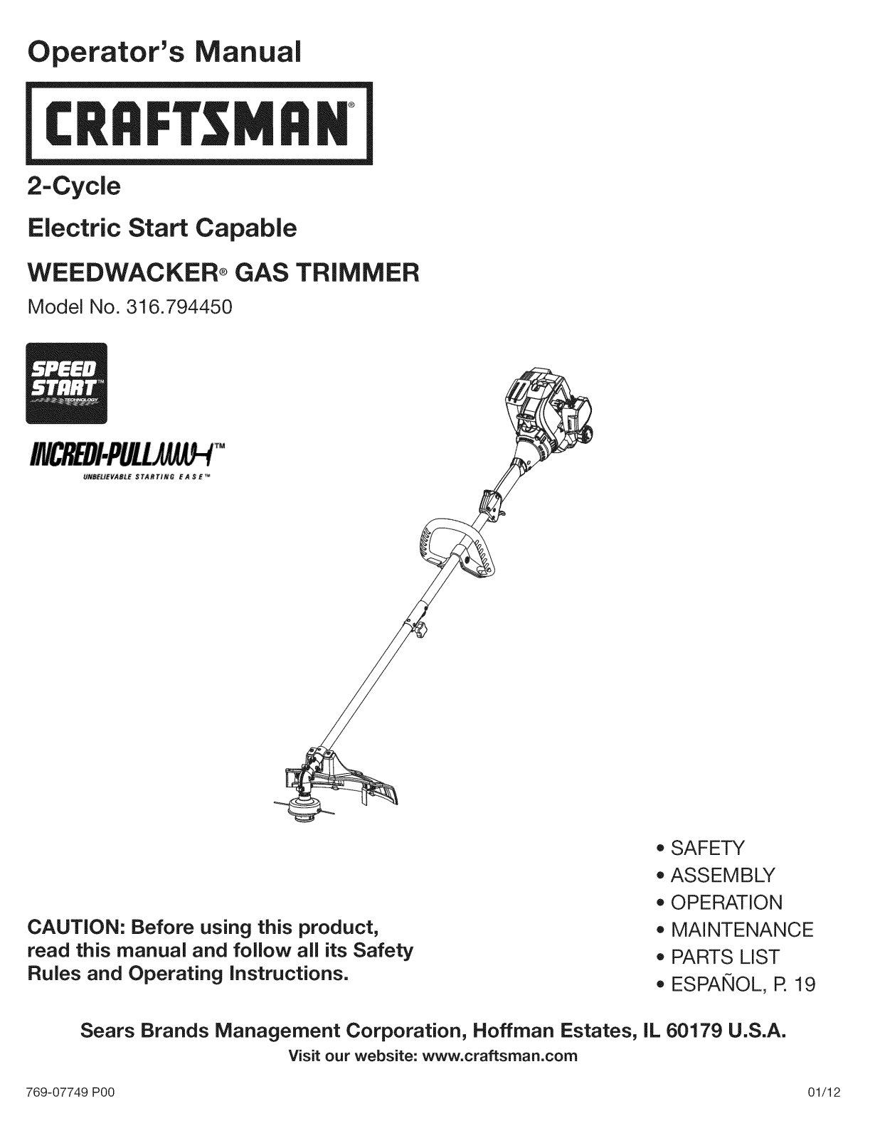 Craftsman 316794450 Owner’s Manual