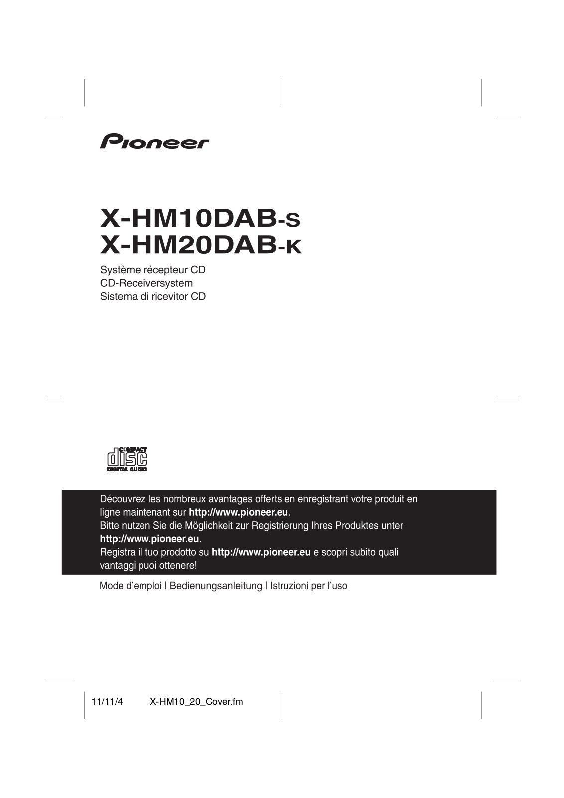 Pioneer X-HM20DAB-K, X-HM10DAB-S Operating Instruction