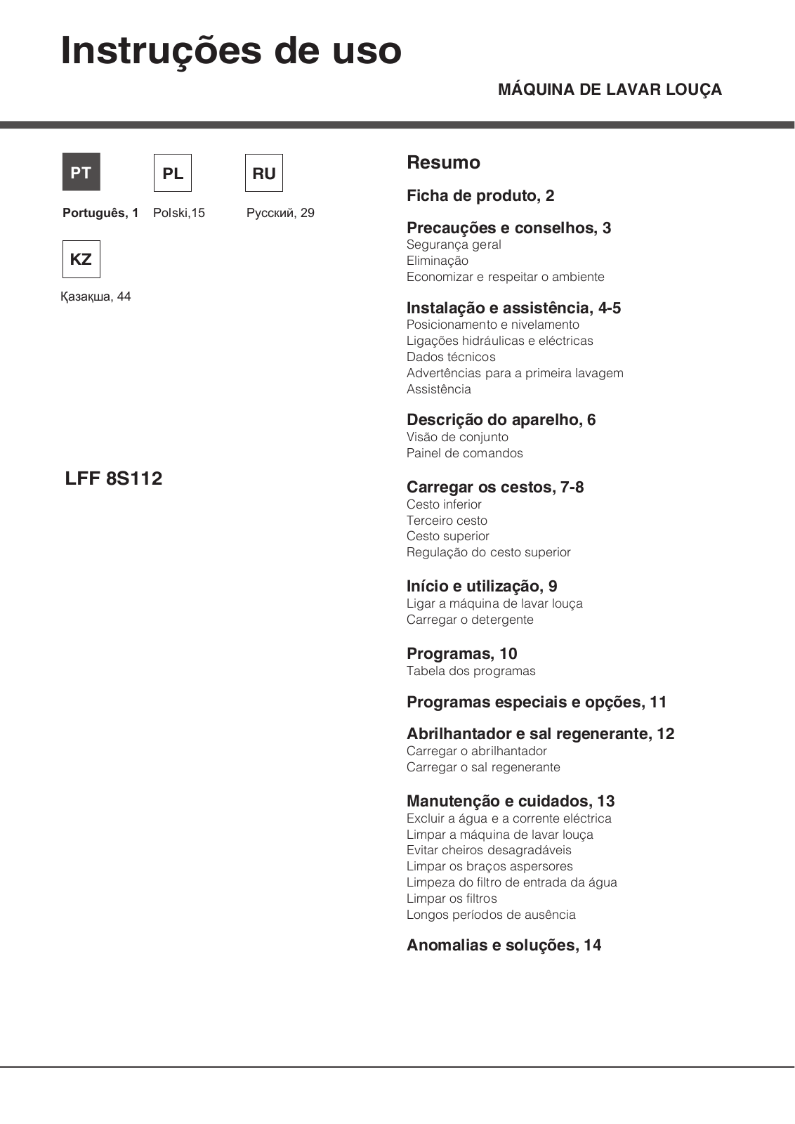 Hotpoint-ariston LFF 8S112 User Manual