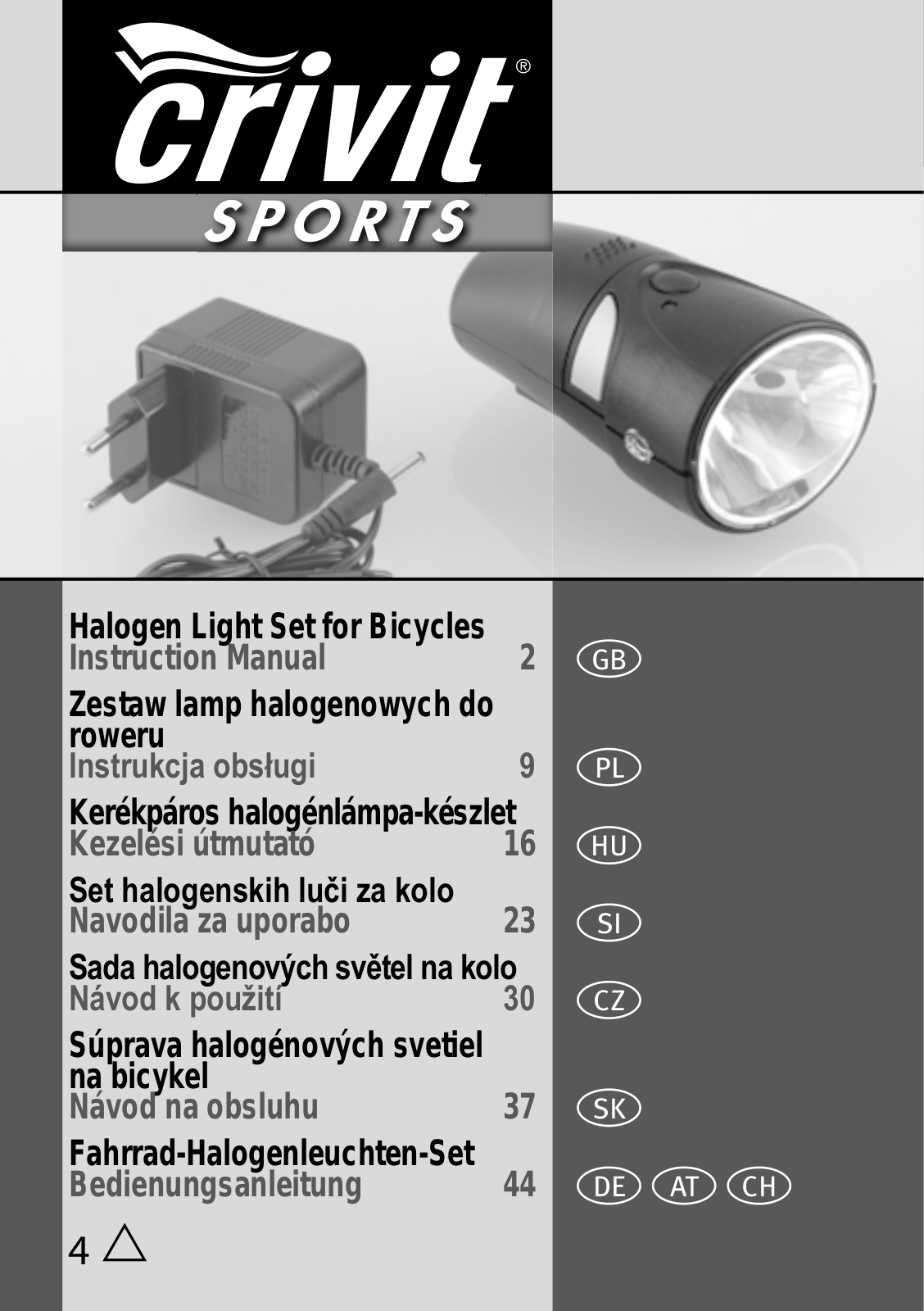 Crivit Halogen Bike Light Set User Manual