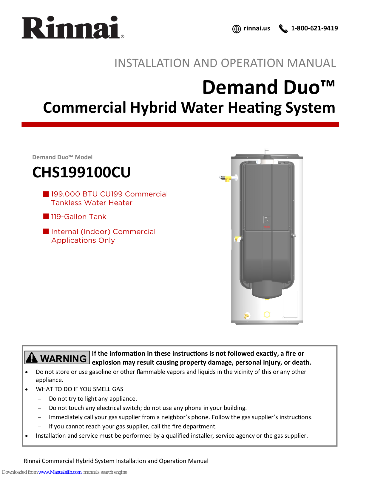 Rinnai Demand Duo, Demand Duo RHS199100SE User's Installation And Operation Manual