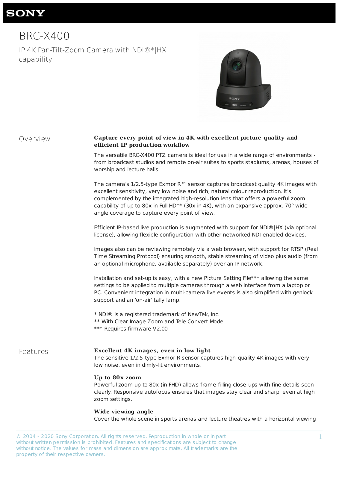 Sony BRC-X400 User Manual