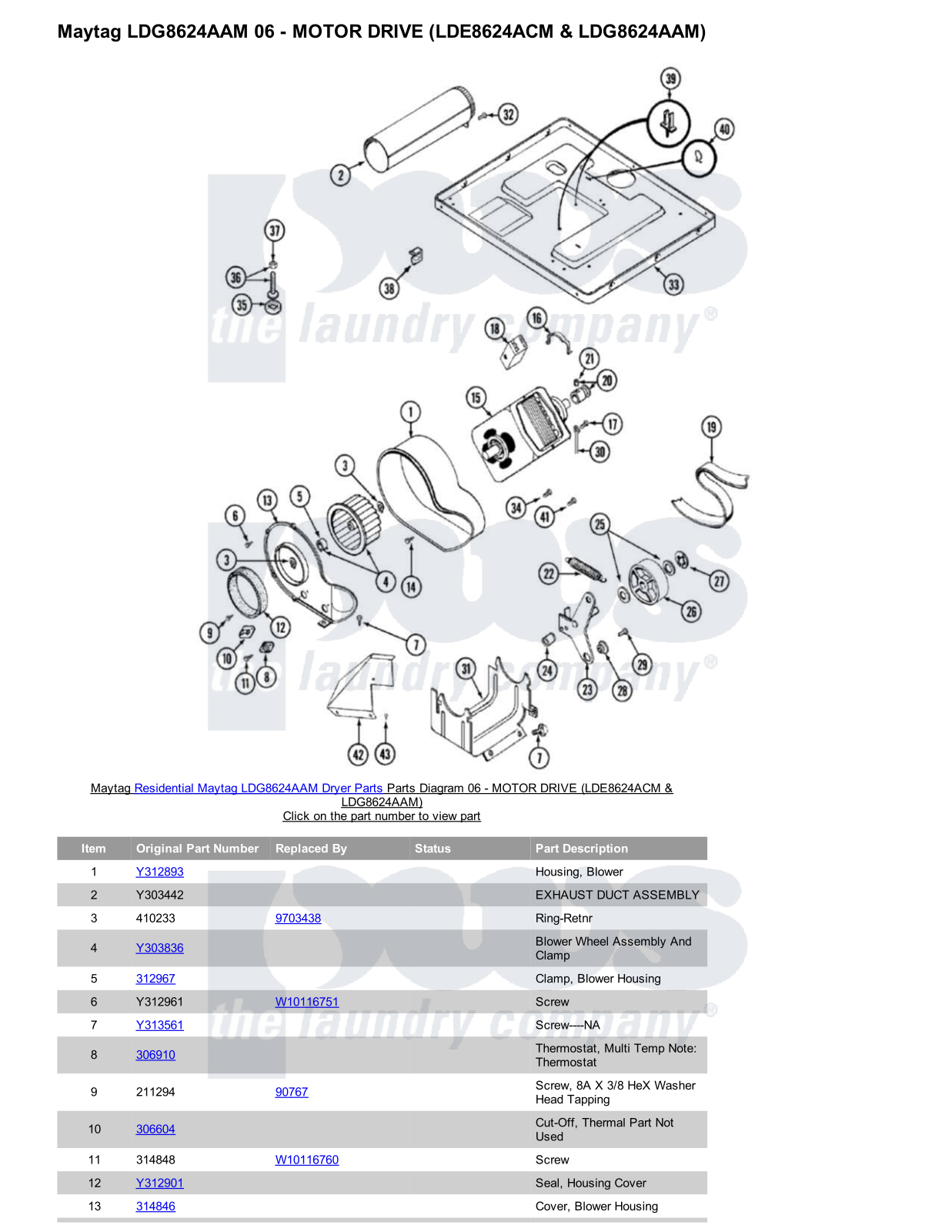 Maytag LDG8624AAM Parts Diagram