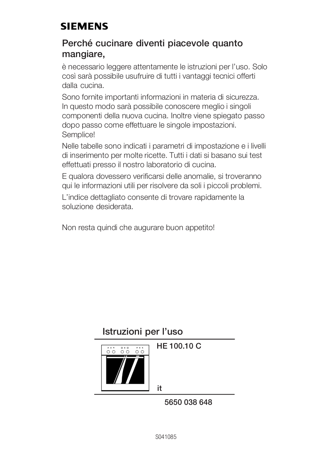 Siemens HE100210C, HE100410C User Manual