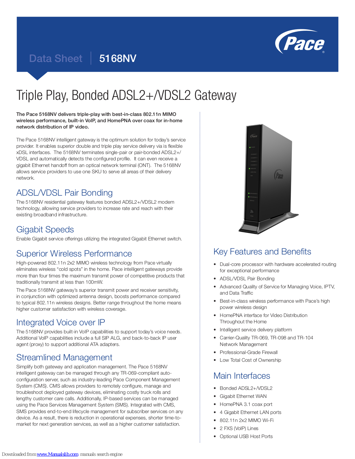 Pace 5168NV Technical Specifications - ManualMachine.com