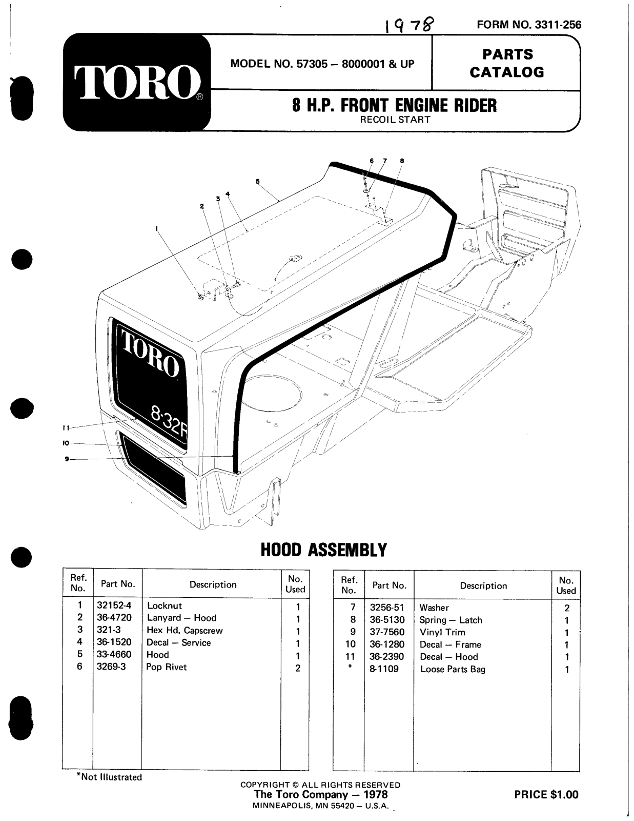 Toro 57305 Parts Catalogue