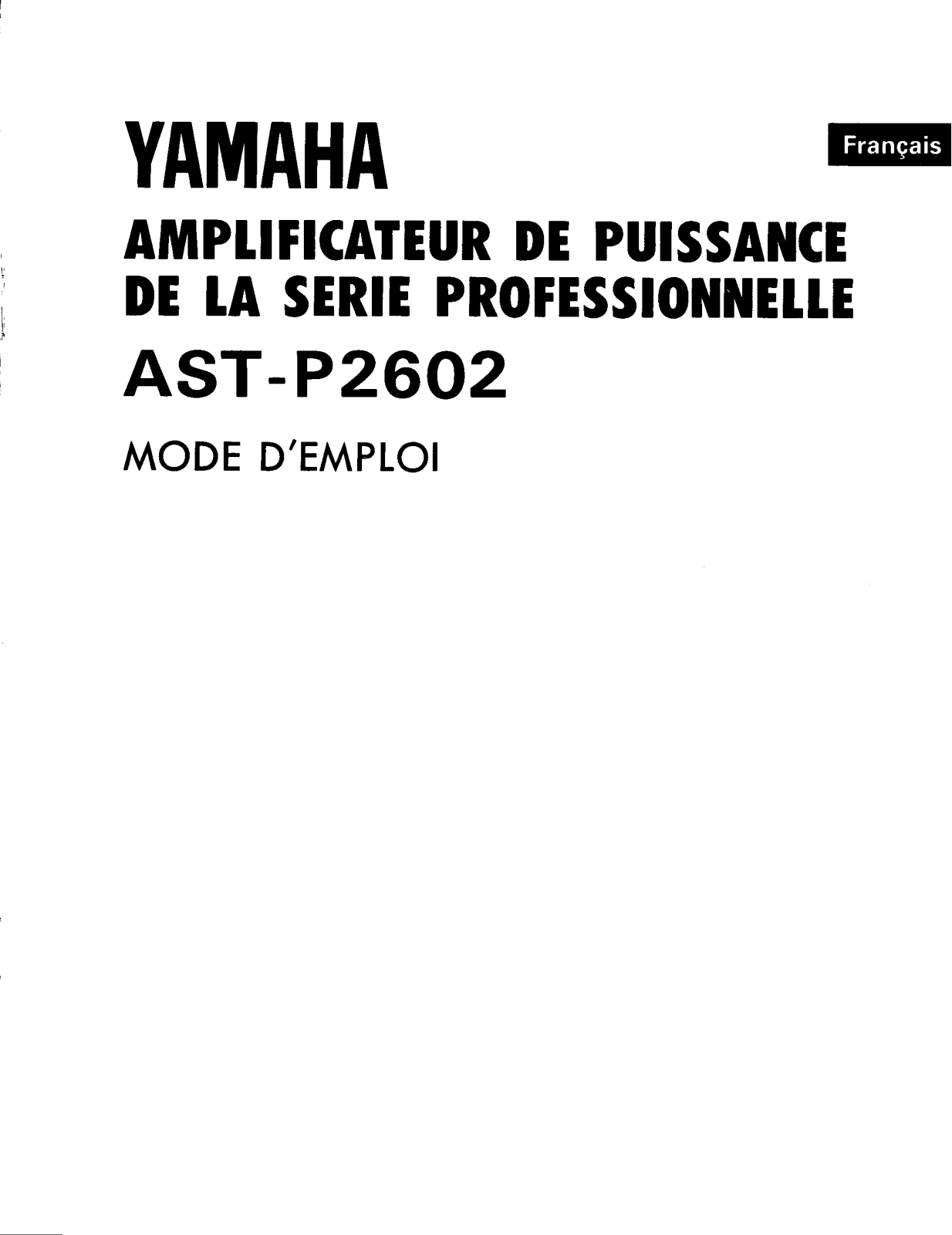 Yamaha AST-P2602 Owner's Manual