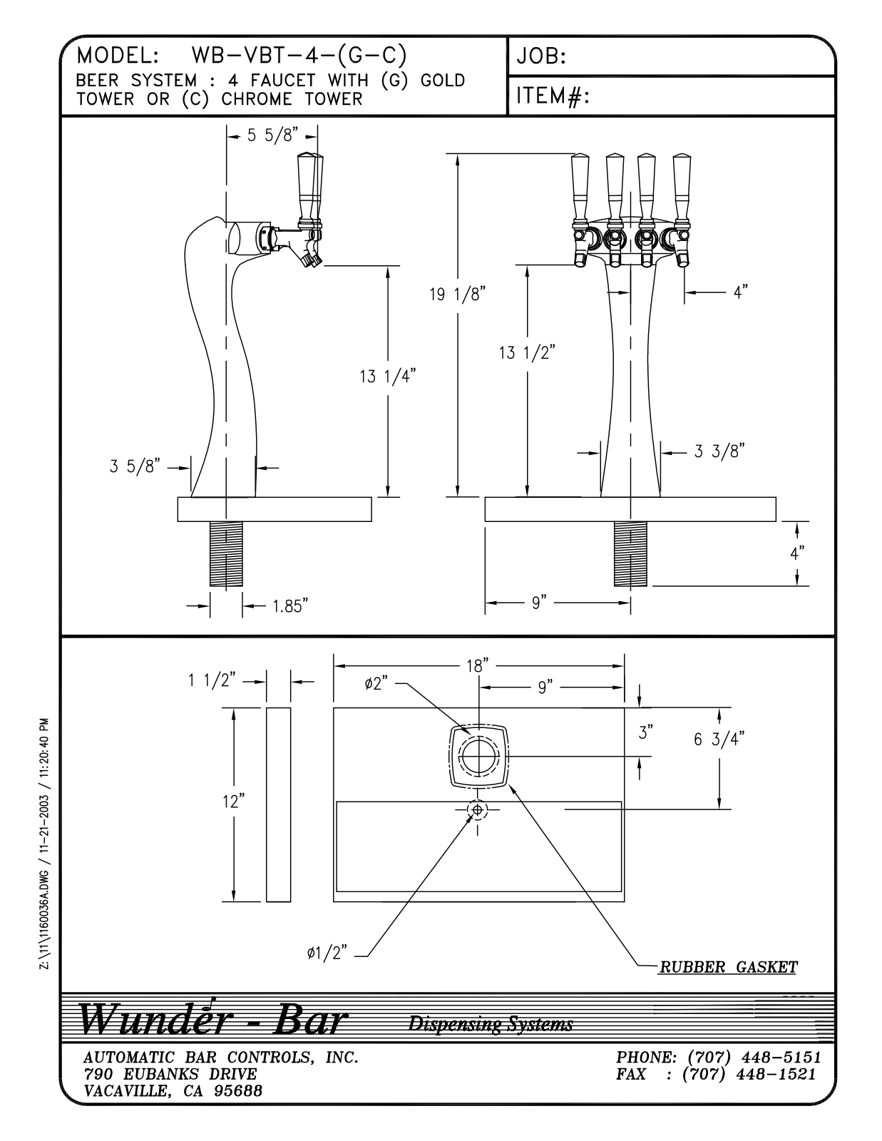 Wunder Bar WB-VBT-4-G User Manual