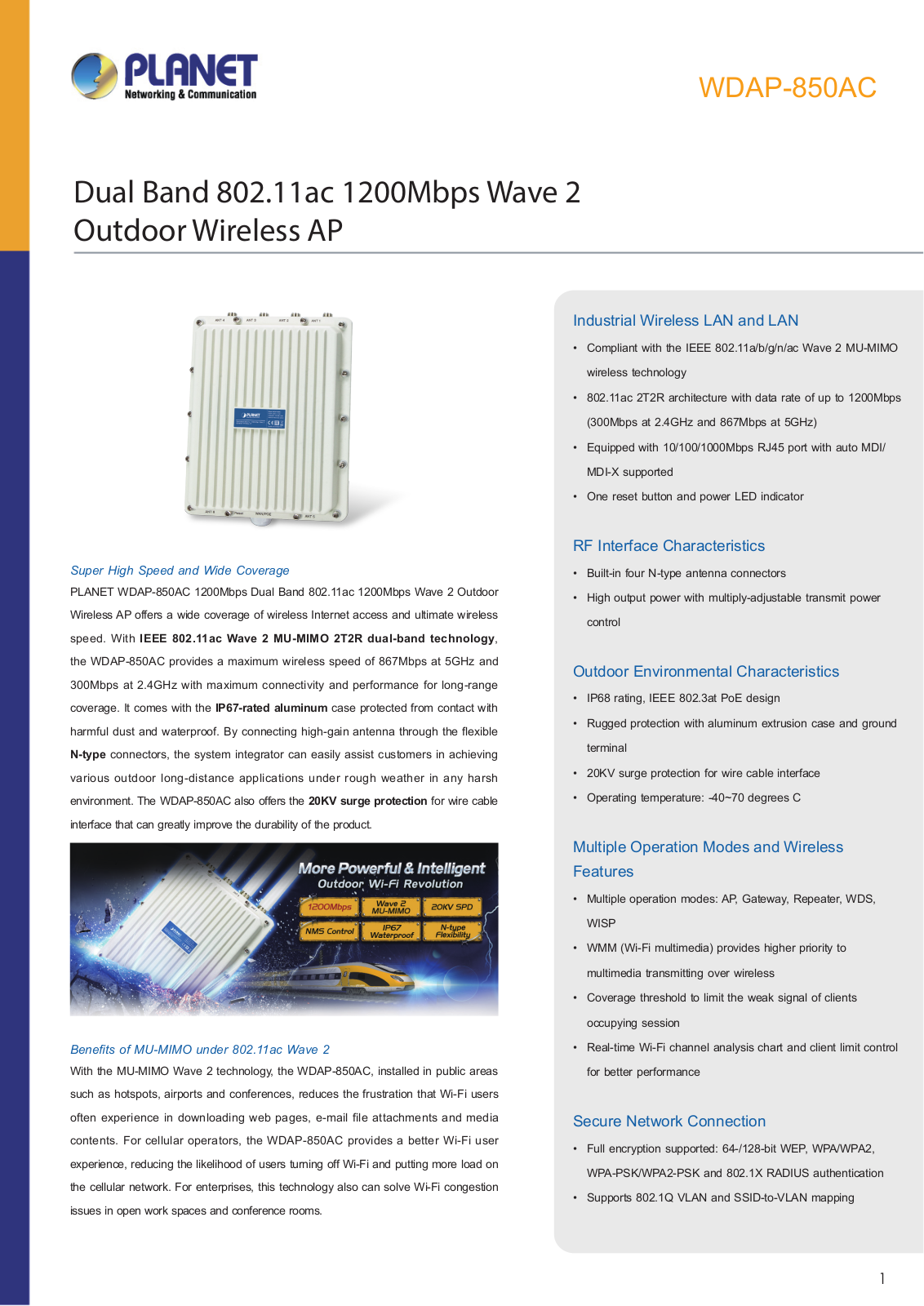 Planet WDAP-850AC User Manual