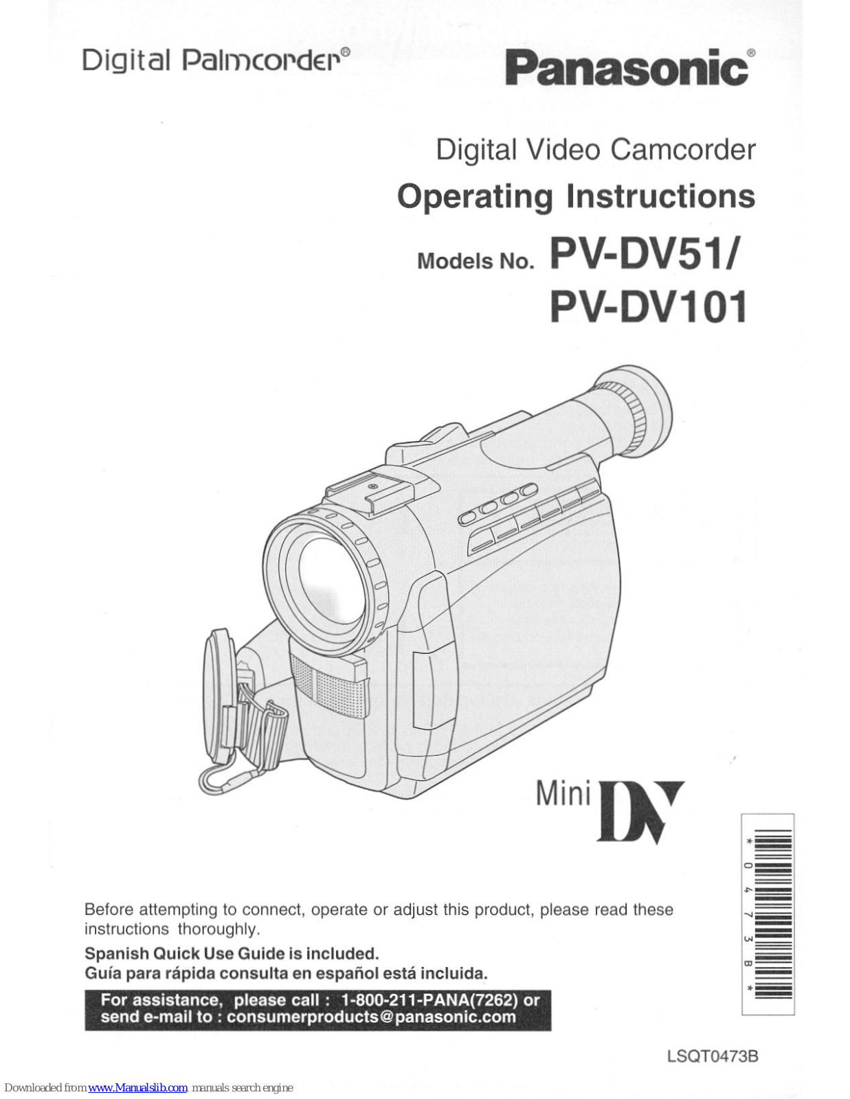 Panasonic PV-DV51, Palmcorder PV-DV51, Palmcorder PV-DV101 Operating Manual