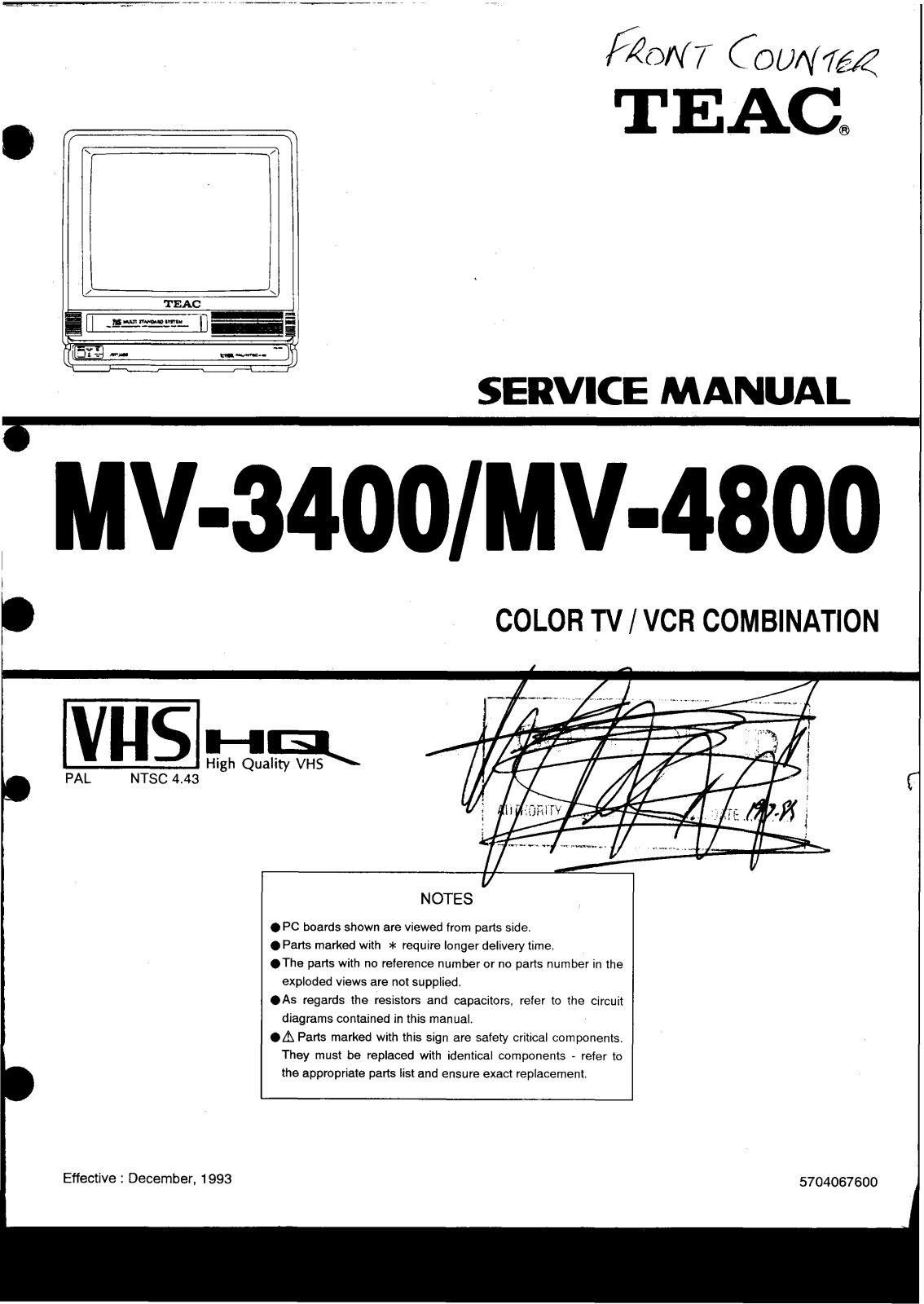 TEAC MV-4800 Service manual