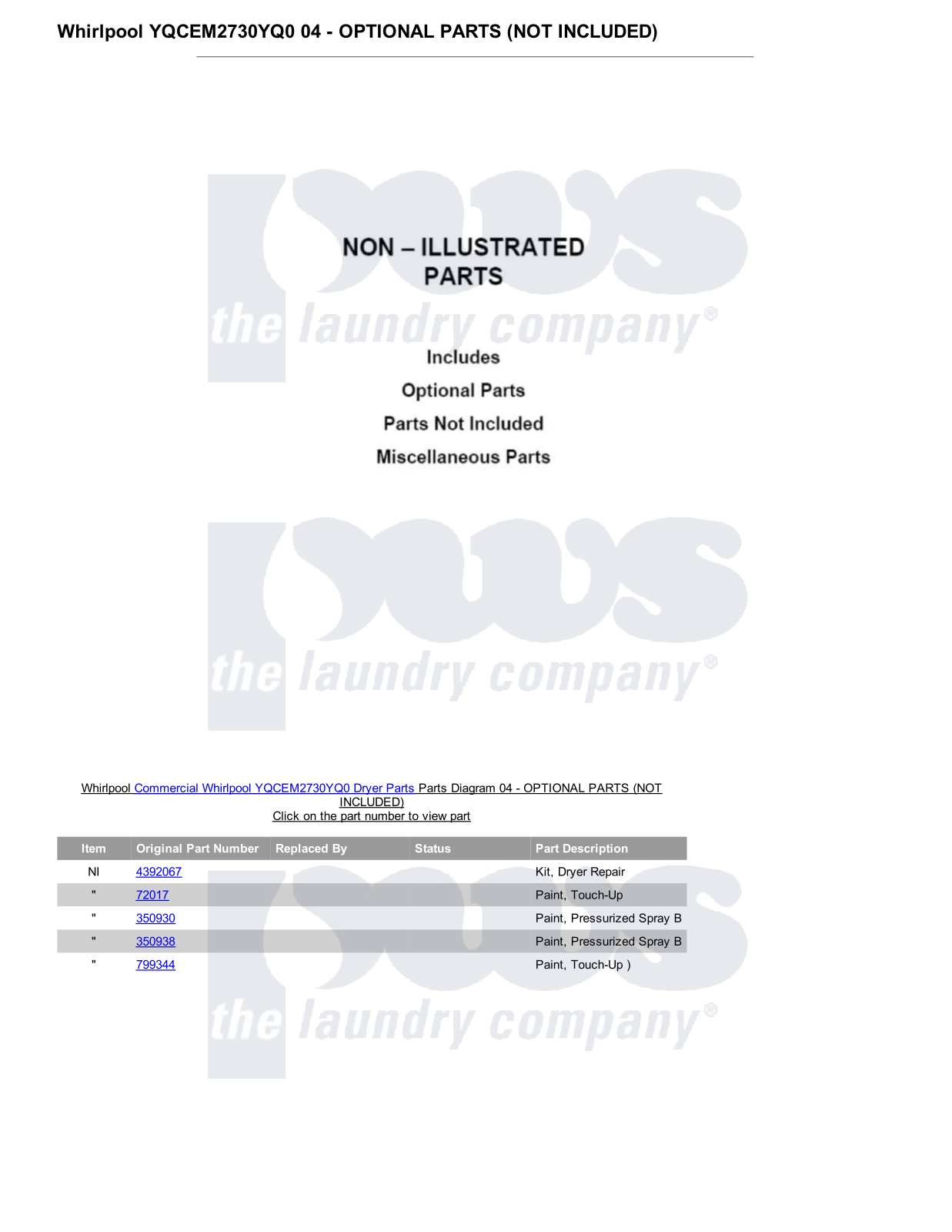 Whirlpool YQCEM2730YQ0 Parts Diagram