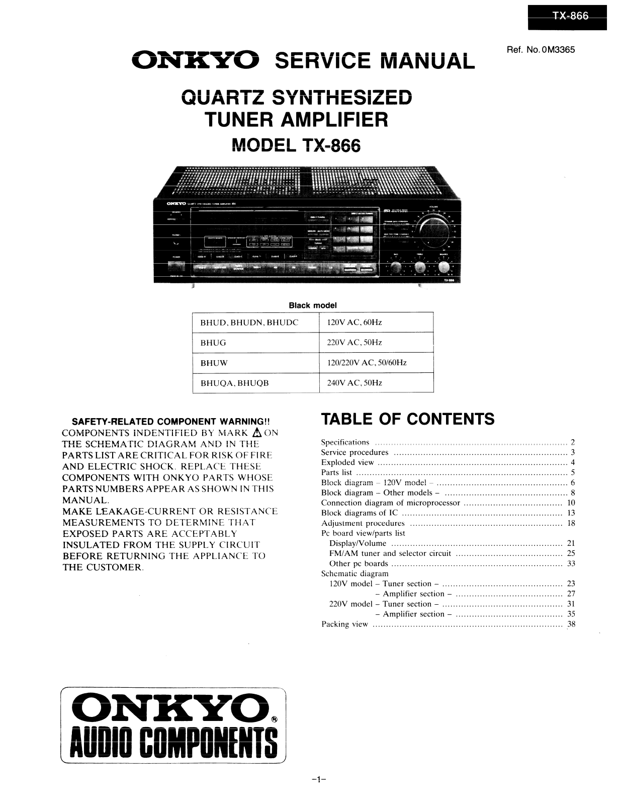 Onkyo TX-866 Service manual