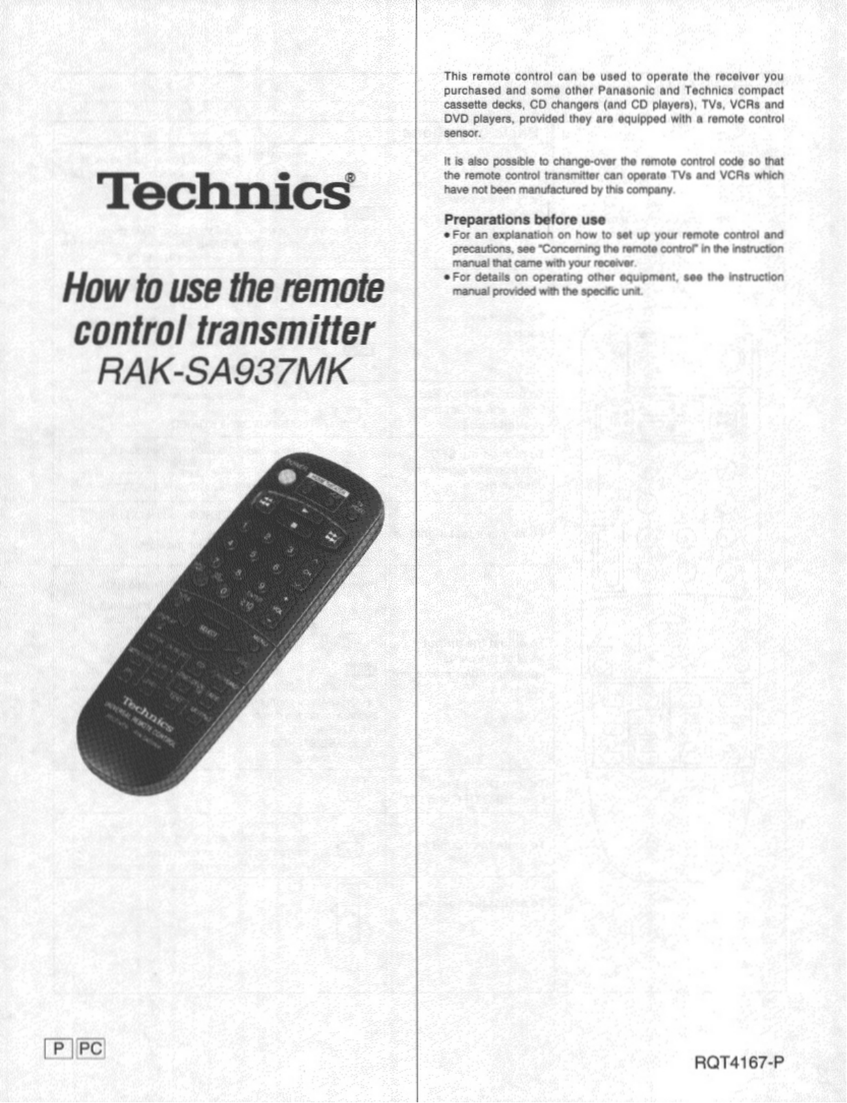 Panasonic ra-ksa937mk Operation Manual