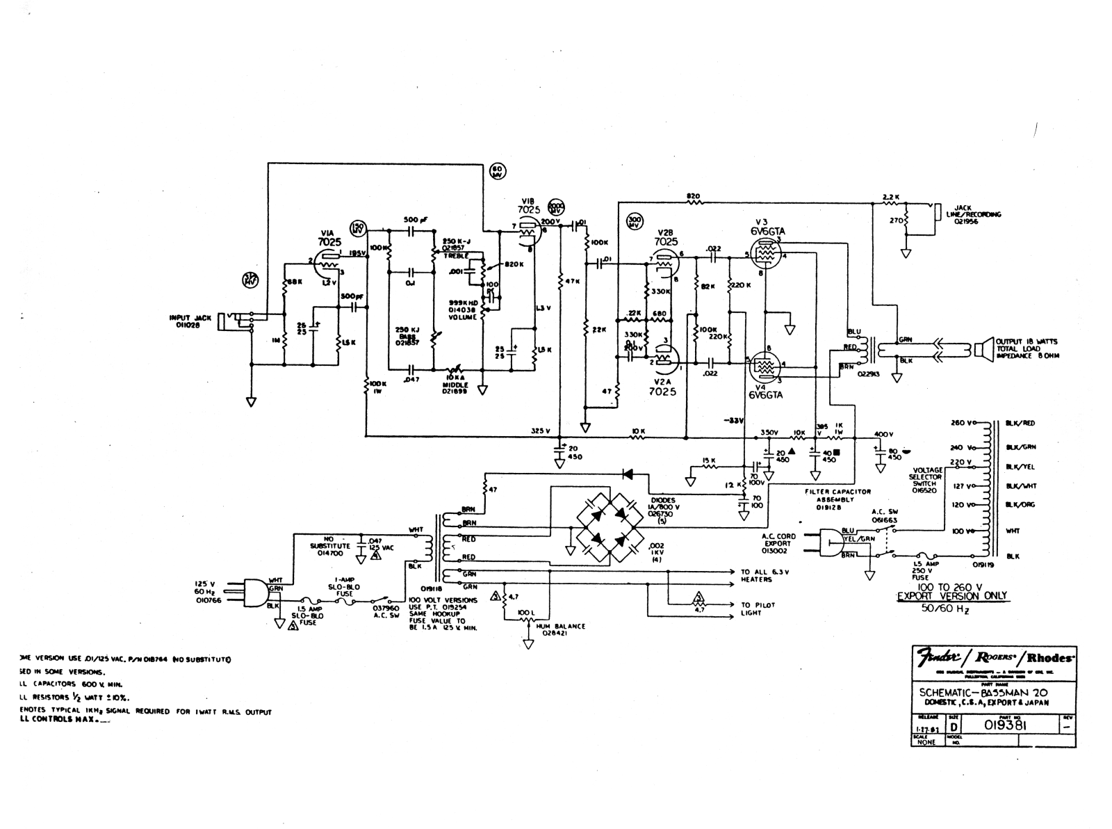 Fender 20 schematic