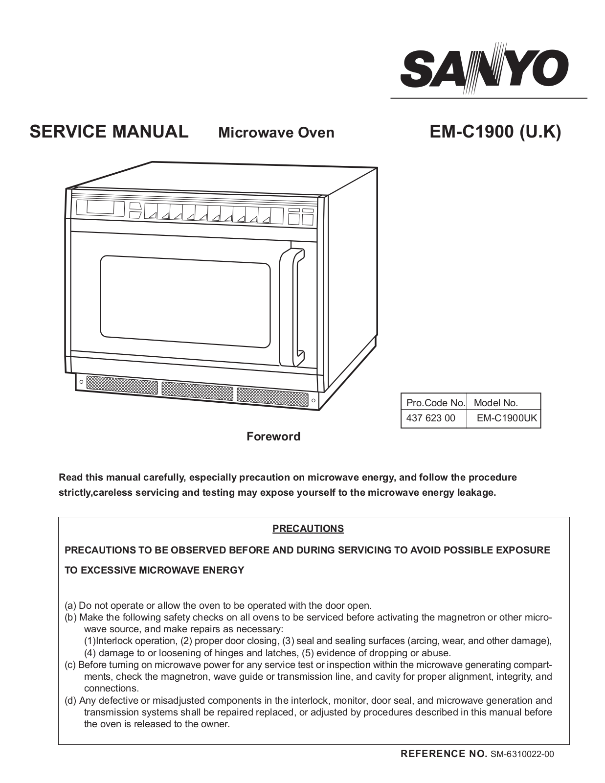 Sanyo EM-C1900 User Manual