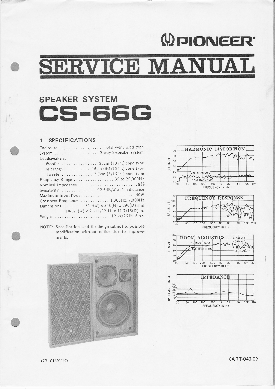 Pioneer CS-66-G Service manual