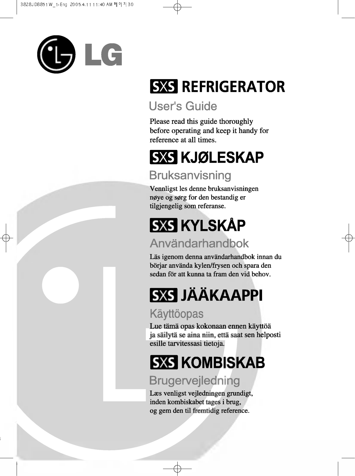 LG GR-L197QVQK User manual