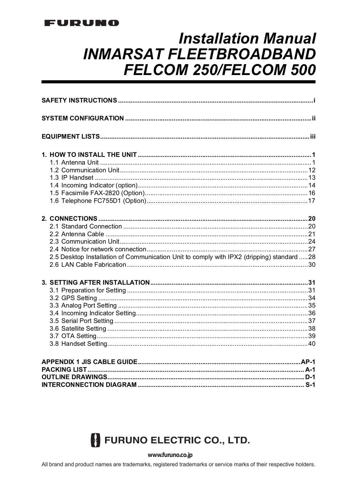 Furuno FELCOM 500, FELCOM 250 User Manual