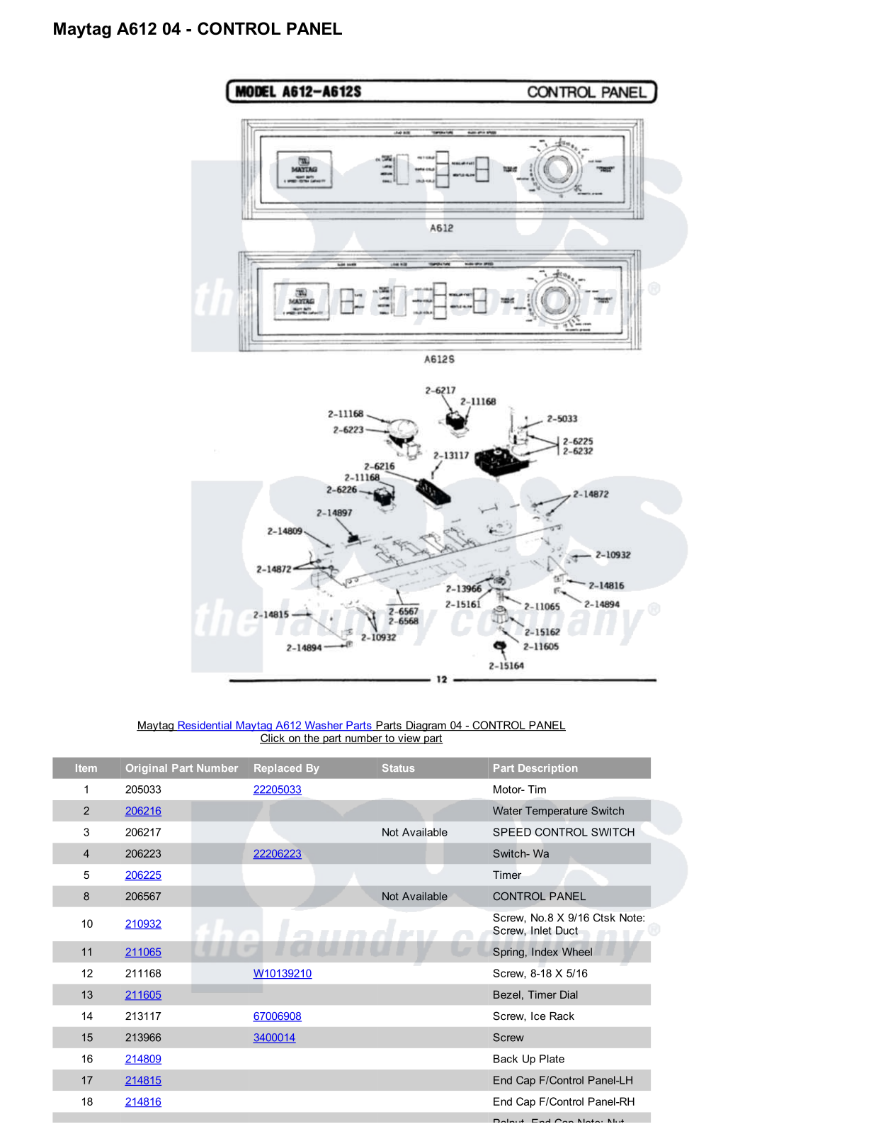 Maytag A612 Parts Diagram